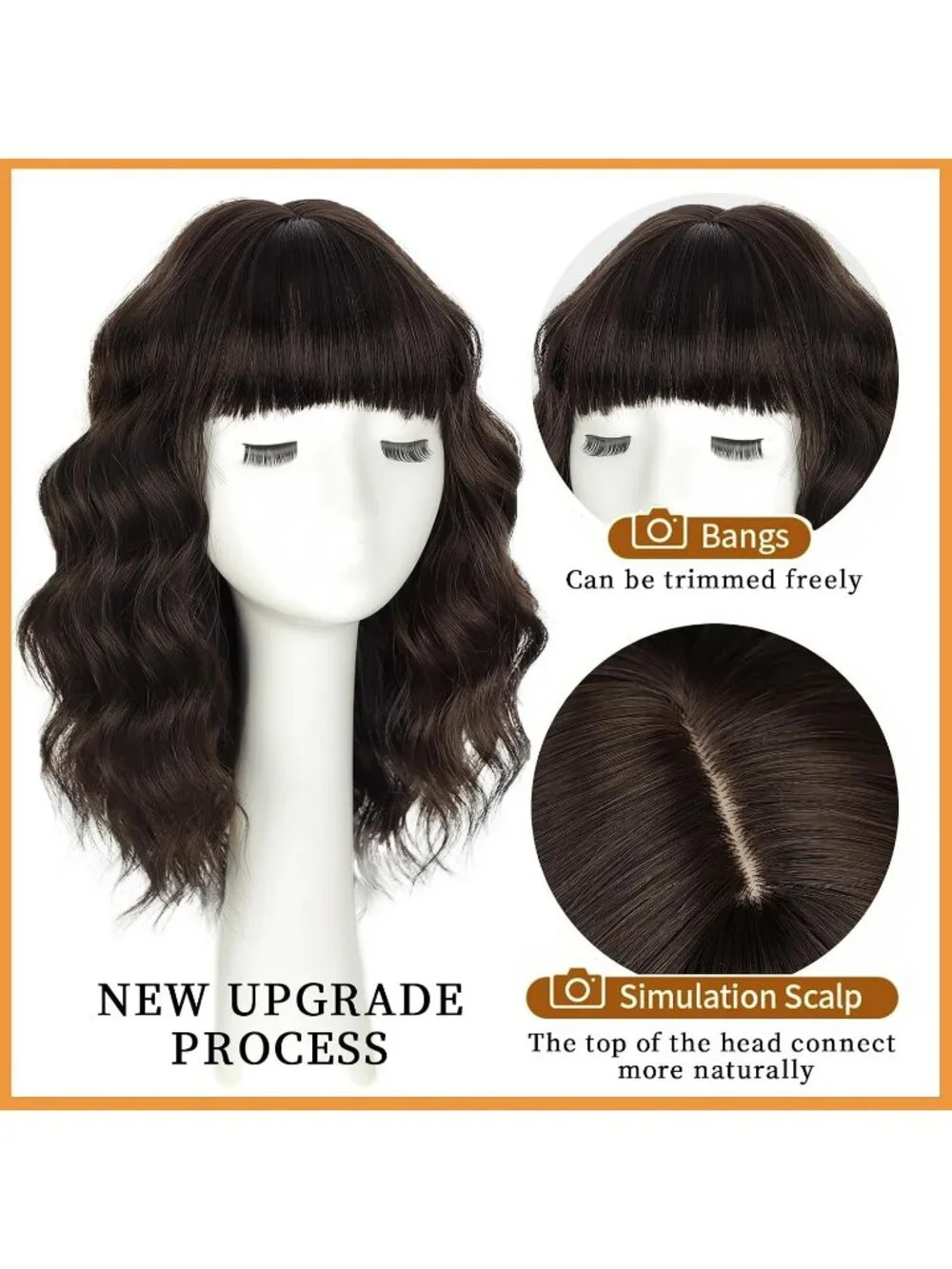 Women's Dark Brown 14 Inch Heat Resistant Synthetic Fiber Shoulder Length Wigs